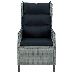 vidaXL Chaise inclinable de jardin tabouret Résine tressée Gris clair pas cher