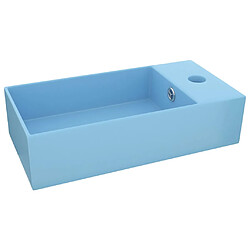 vidaXL Lavabo de salle de bain avec trop-plein Céramique Bleu clair