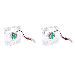 2 Pièces Ventilateur avec LED Boîtier de l'Ordinateur Refroidisseur de CPU Bruit Faible - 80x80x25 mm