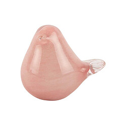 Pt' Statue en verre Fat Bird 9 x 6 x 8 cm rose pâle.