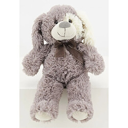 Avis Aubry Gaspard Peluche chien en acrylique gris 30 cm.