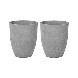 Beliani Lot de 2 cache-pots gris 35 x 35 cm CROTON