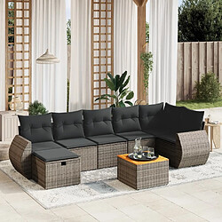 Maison Chic Ensemble Tables et chaises d'extérieur 8 pcs avec coussins,Salon de jardin gris résine tressée -GKD629936