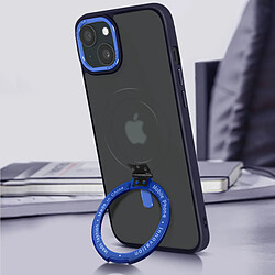 Avizar Coque MagSafe pour iPhone 15 Silicone Gel Anneau Support Bleu Marine pas cher