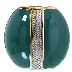 Vase Alexandra House Living Doré Argenté Vert foncé Céramique Brillant 13 x 23 x 22 cm