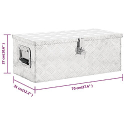 vidaXL Boîte de rangement Argenté 70x31x27 cm Aluminium pas cher