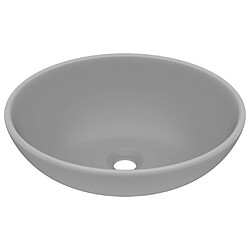 vidaXL Lavabo ovale de luxe Gris clair mat 40x33 cm Céramique