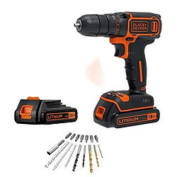 Black+Decker Perceuse visseuse sans fil 2 batteries lithium 8 V bdcdc18bta