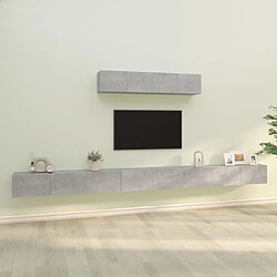 Maison Chic Ensemble de meubles TV 6 pcs | Banc TV Moderne pour salon | Meuble de Rangement - Gris béton Bois d'ingénierie -MN76870