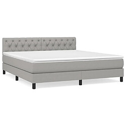 vidaXL Sommier à lattes de lit avec matelas Gris clair 160x200cm Tissu