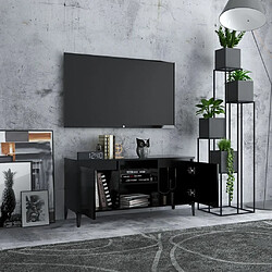 Avis Maison Chic Meuble TV scandinave avec pieds - Banc TV pour salon en métal Noir 103,5x35x50 cm -MN71553