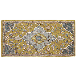 Beliani Tapis en laine jaune et bleu 80 x 150 cm MUCUR