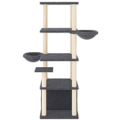 Helloshop26 Arbre à chat meuble tour grimper jouet grattage grattoir escalade plateforme avec griffoirs en sisal foncé 147 cm gris 02_0022666