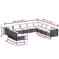 Acheter vidaXL Salon de jardin 10 pcs avec coussins marron résine tressée