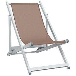 Avis Maison Chic Lot de 2 Chaises de plage pliantes marron aluminium et textilène -GKD90065