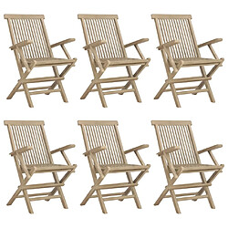 Acheter Maison Chic Salon de jardin 7 pcs - Table et chaises d'extérieur - Mobilier/Meubles de jardin Moderne gris bois de teck solide -MN20527