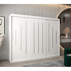 Abiks Meble Armoire YORK À Portes Coulissantes 200/250/62 3 Portes (Blanc/Blanc)