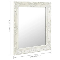 vidaXL Miroir mural style baroque 50x60 cm Blanc pas cher