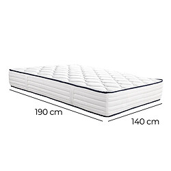 Visiodirect Matelas CUBA 140x190 cm à ressorts ensachés, en mousse haute densité, indépendance du couchage, face été/hiver, épaisseur 27cm