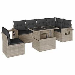 vidaXL Salon de jardin avec coussins 7 pcs gris clair résine tressée