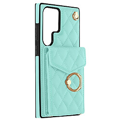 Avizar Coque Cordon pour Samsung Galaxy S23 Ultra Dos Portefeuille Bague Turquoise