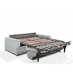 Avis Inside 75 Canapé convertible EXPRESS PREMIUM 120 cm sommier lattes RENATONISI matelas BULTEX cuir vachette gris clair