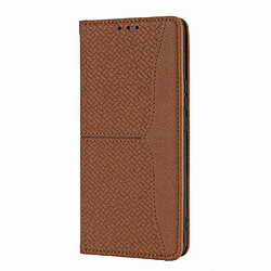 Etui en PU texture tissée légère avec support marron pour votre Honor 50