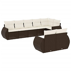 vidaXL Salon de jardin 8 pcs avec coussins marron résine tressée