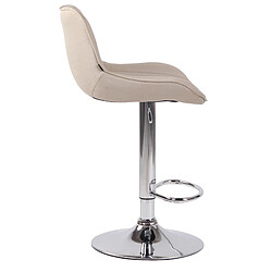 Avis Decoshop26 Tabouret de bar en tissu crème pieds en métal chromé hauteur réglable et pivotant 10_0000683