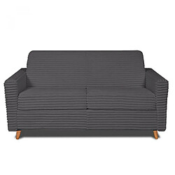 Inside 75 Canapé VIRGOLA convertible express matelas 16 cm sommier métal 120 cm velours ambience anthracite