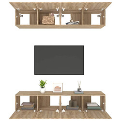 Maison Chic Meubles TV 4 pcs | Banc TV Moderne pour salon | Meuble de Rangement Chêne Sonoma 80x30x30 cm Bois d'ingénierie -MN31583 pas cher