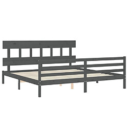 Maison Chic Lit adulte - Cadre Structure de lit avec tête de lit Contemporain gris 200x200 cm bois massif -MN49491 pas cher