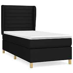 vidaXL Sommier à lattes de lit avec matelas Noir 90x200 cm Tissu