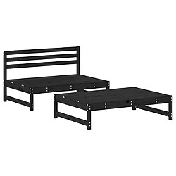 vidaXL Salon de jardin 2 pcs noir bois massif de pin