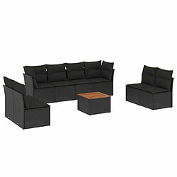 Maison Chic Salon de jardin 9 pcs avec coussins | Ensemble de Table et chaises | Mobilier d'Extérieur noir résine tressée -GKD68532