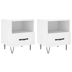 Maison Chic Lot de 2 Tables de chevet - Tables de Nuit blanc 40x35x47,5 cm bois d’ingénierie