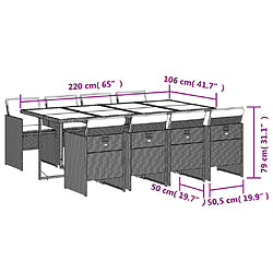 Acheter vidaXL Ensemble à manger de jardin et coussins 9 pcs gris clair rotin