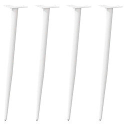 vidaXL Pieds de table basse forme conique 4 pcs blanc 72-73 cm acier