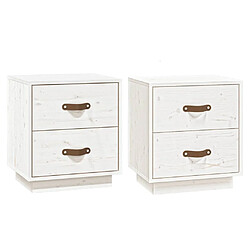 vidaXL Tables de chevet 2 pcs Blanc 40x34x45 cm Bois de pin massif