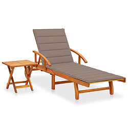 Maison Chic Chaise longue de jardin avec table et coussin | Bain de soleil Relax | Transat Bois d'acacia -GKD29500