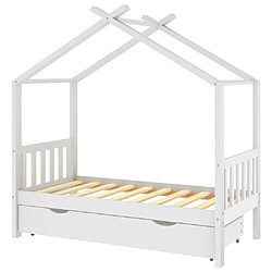 Maison Chic Lit d'Enfant Chambre - Cadre de lit pour enfant avec tiroir blanc pin massif 80x160 cm -MN34327