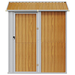 Helloshop26 Abri de jardin cabane cabanon maison de stockage remise extérieur hangar outils robuste clair 192 x 152,5 x 237 cm acier galvanisé marron 02_0022301