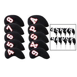 Avis 10Pcs Golf Iron Headcover Couvre-tête étanche Golfeur Protection 4-9, A ~ X Noir Rouge