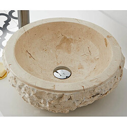 Pegane Vasque à poser / lavabo en marbre coloris beige - Diamètre 40 x Hauteur 15 cm