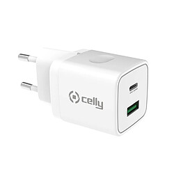 Chargeur mural Celly TC2USBUSBC20WWH