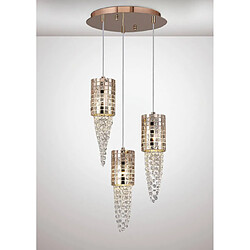 Luminaire Center Suspension Camden 3 Ampoules G9 rond Rose doré/verre Mosaique/cristal