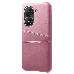 Coque en TPU + PU anti-chocs avec deux porte-cartes pour votre Asus Zenfone 9 5G - or rose