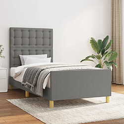 Maison Chic Lit adulte - Cadre Structure de lit avec tête de lit Contemporain Gris foncé 80x200 cm Tissu -MN11485