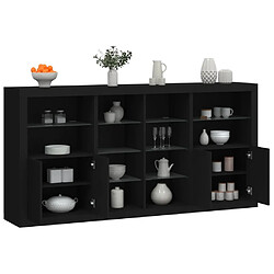 Maison Chic Commode Buffet - Meuble de rangement avec lumières LED noir 202x37x100 cm -GKD74250