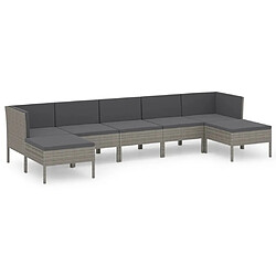 Maison Chic Salon de jardin 7 pcs + coussins - Mobilier/Meubles de jardin - Table et chaises d'extérieur Résine tressée Gris -MN14527